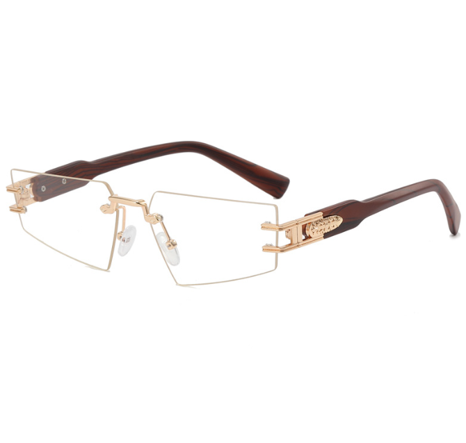 Frameless Wood-Grain Sunglasses for Polished Style