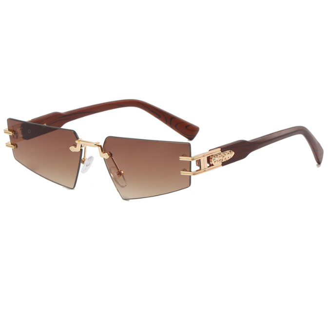 Frameless Wood-Grain Sunglasses for Polished Style