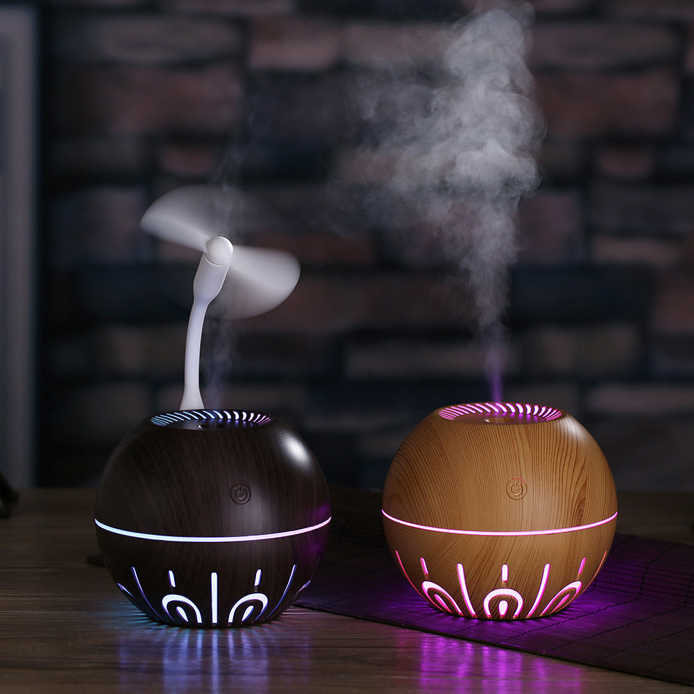 Wood Grain Mini Humidifier with Color Night Light