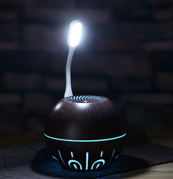 Wood Grain Mini Humidifier with Color Night Light