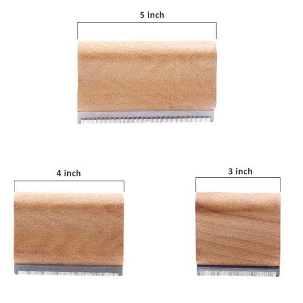 Wood Deshedding Grooming Brush for Less Pet Fur at Home