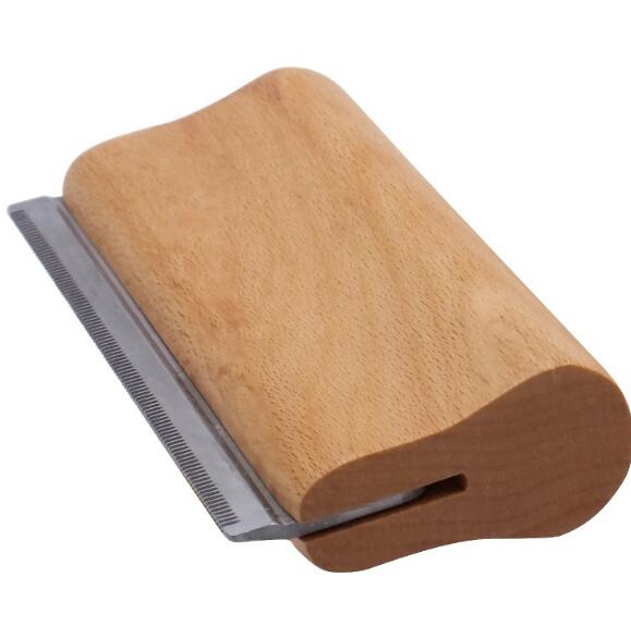 Wood Deshedding Grooming Brush for Less Pet Fur at Home