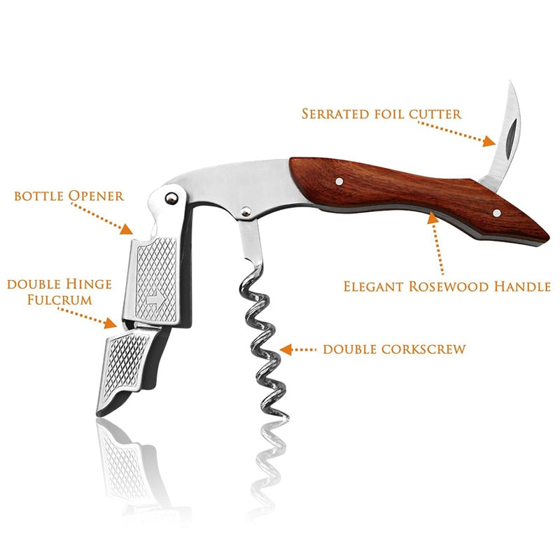 Wood Handle Waiter's Corkscrew Wine Opener