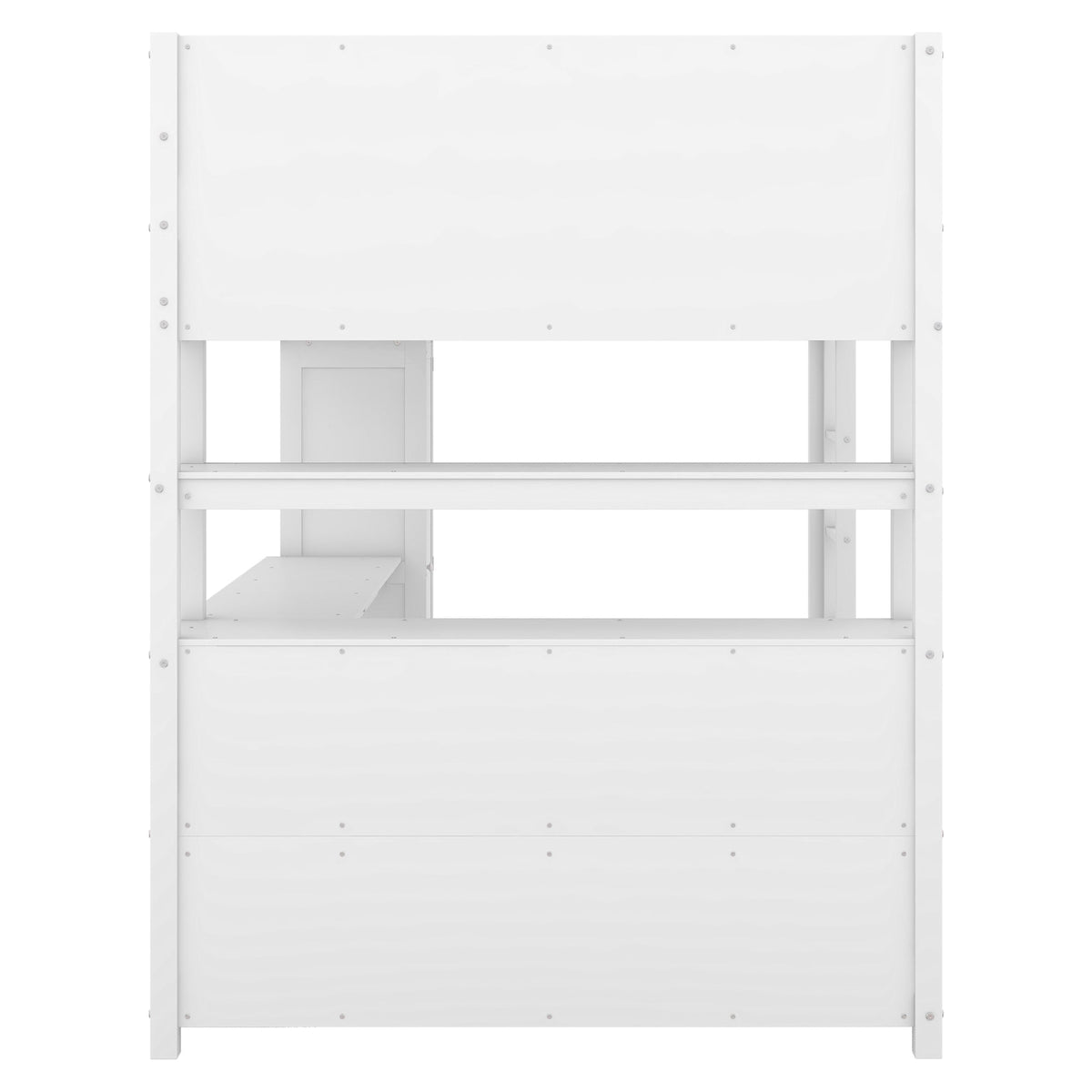 Full Size Kids Loft Bed with Desk, Wardrobe & Shelves