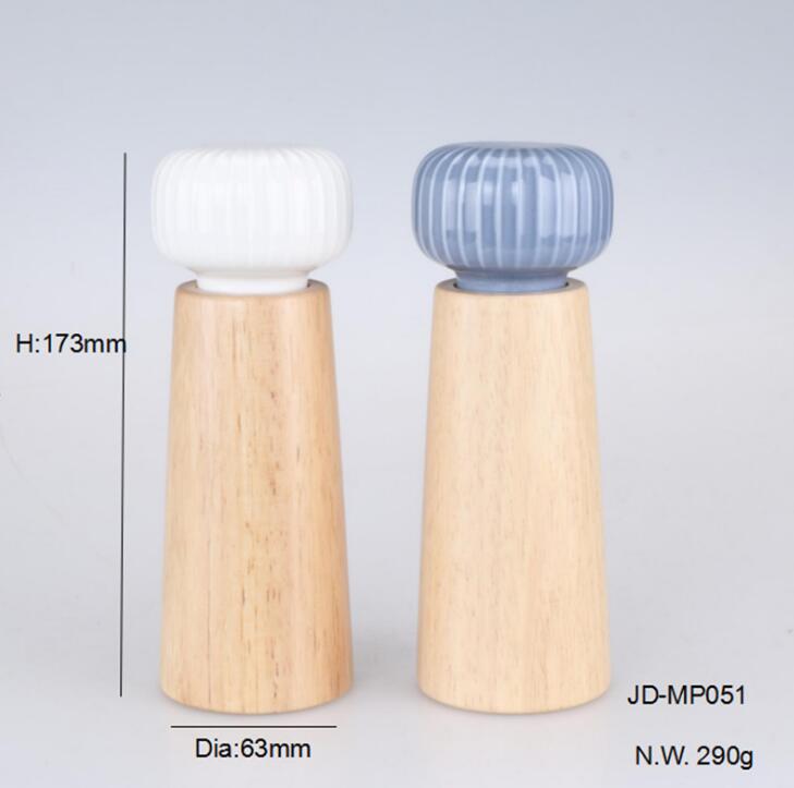 Wood Pepper Mill with Adjustable Ceramic Grinder Rotor