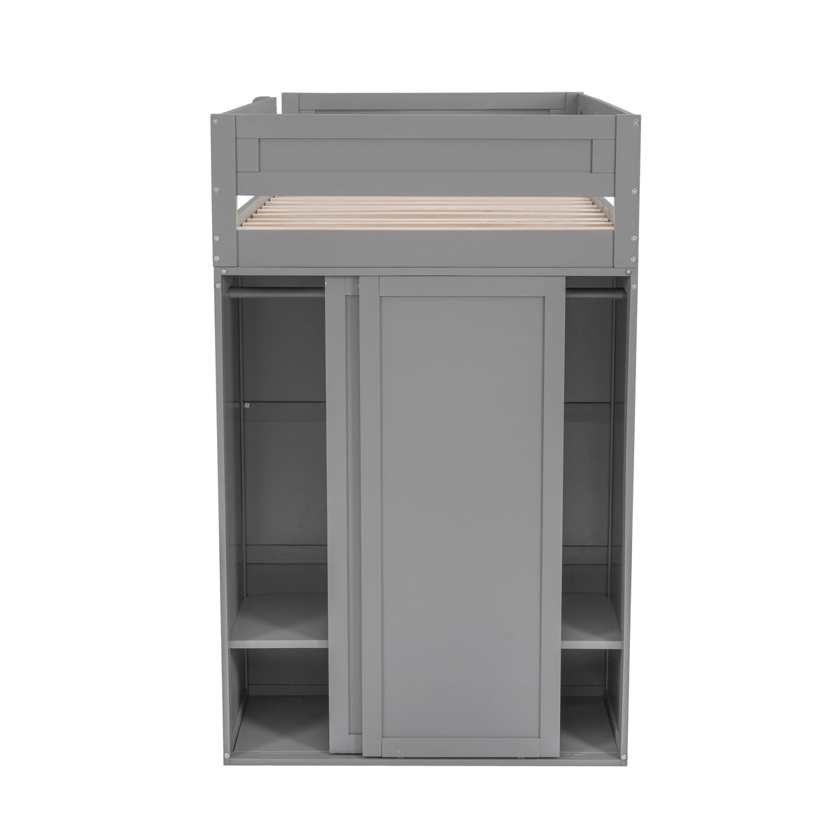 Twin Loft Bed with Desk and Wardrobe for Small Rooms