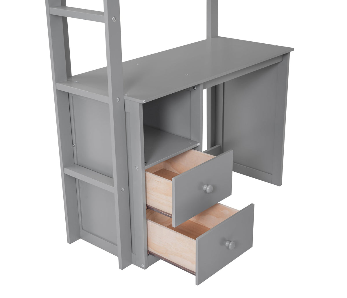 Twin Loft Bed with Desk and Wardrobe for Small Rooms