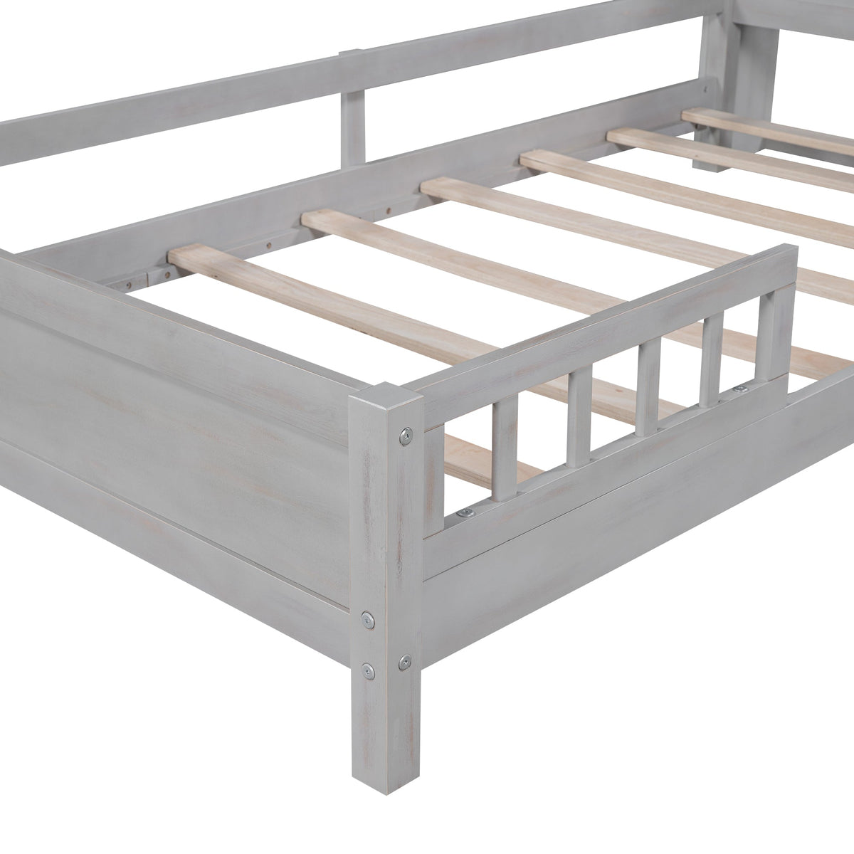 Twin Platform Bed for Kids with LED Headboard Shelf