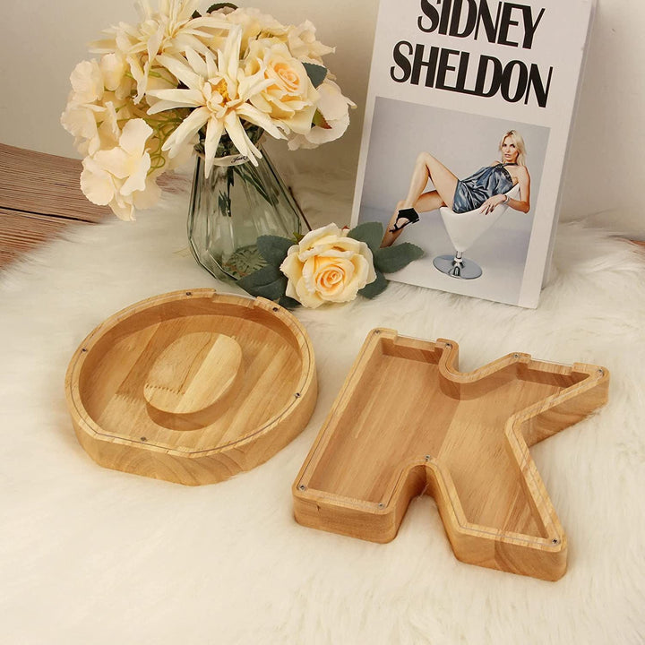 Wooden Letter Piggy Bank for Personalized Home Decor