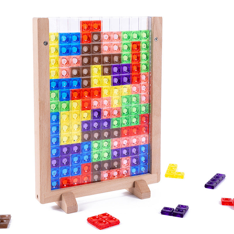 Wooden 3D Tetris Puzzle for Creative Thinking Play