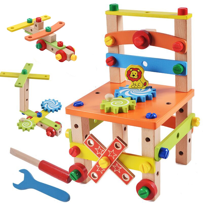 Montessori Wooden Construction Toy for Screen-Free Play