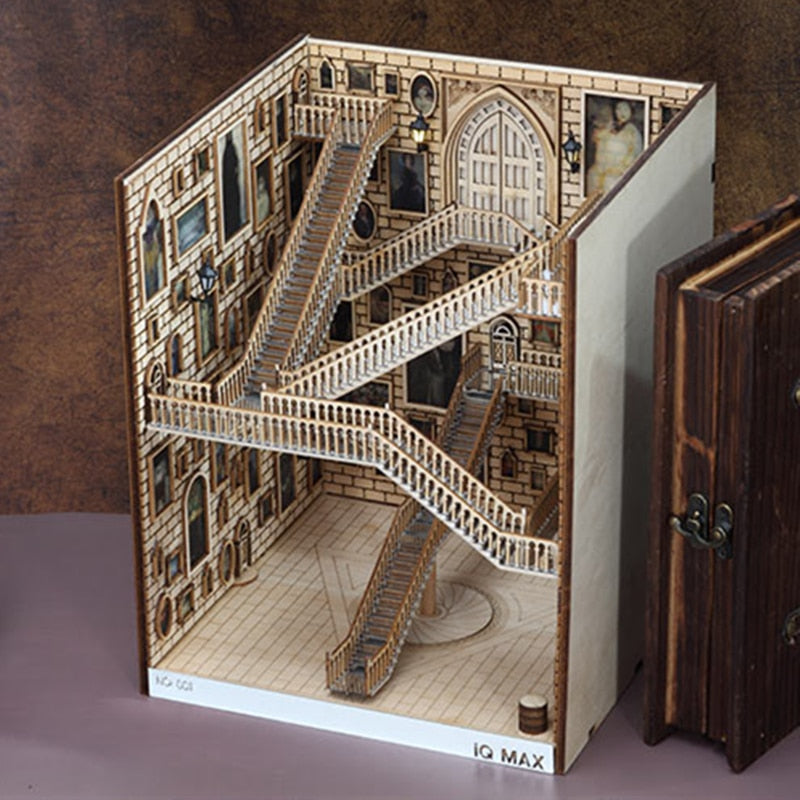 Wooden Book Nook Bookends for Miniature Shelf Decor