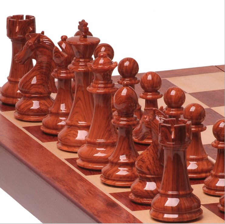 Wooden Chess Set With Folding Travel Board for Home