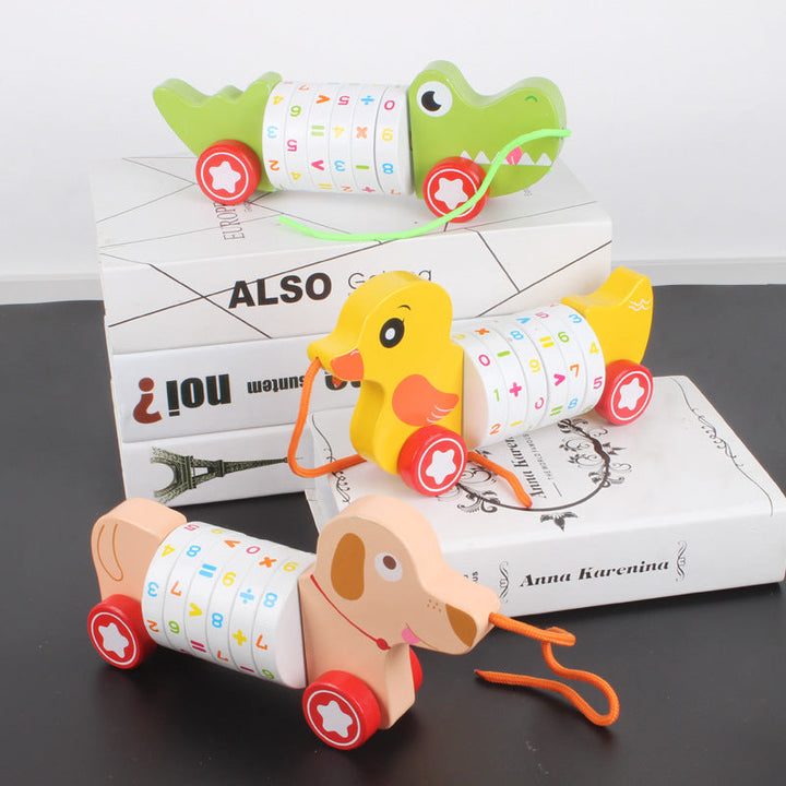Wooden Pull-Along Animal Toys for Learning Numbers