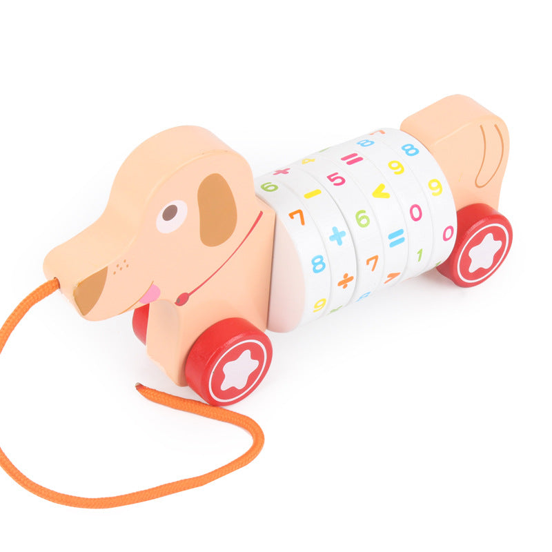 Wooden Pull-Along Animal Toys for Learning Numbers