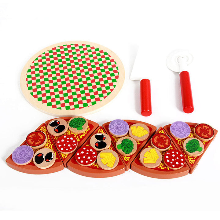 Wooden Pizza Puzzle Toy for Imaginative Kitchen Play
