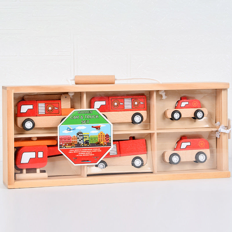 Wooden Vehicle Toy Set for Screen-Free Pretend Play