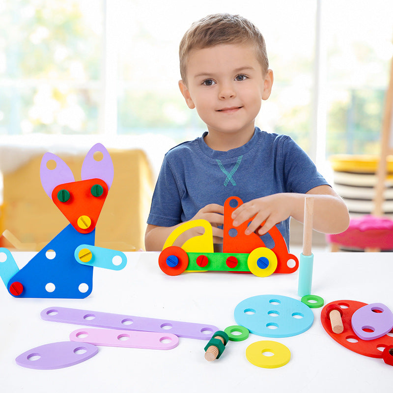 Wooden Nut Puzzle Set for Creative Fine-Motor Play