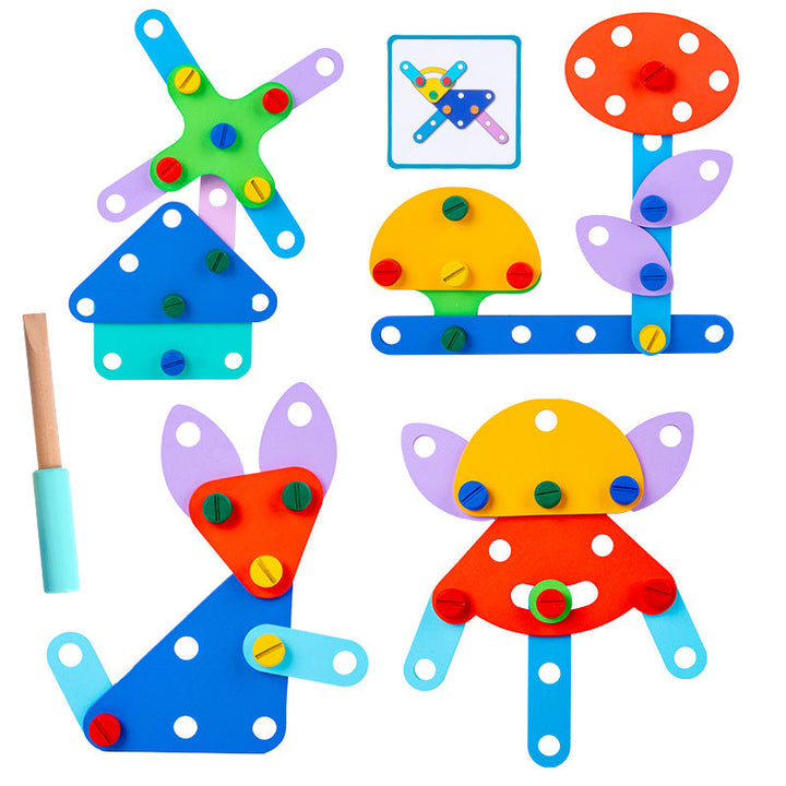 Wooden Nut Puzzle Set for Creative Fine-Motor Play