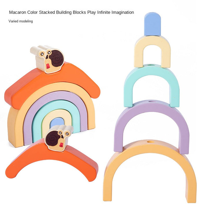 Wooden Rainbow Pull-Along Toy for Color Matching