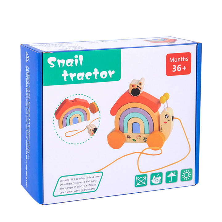 Wooden Rainbow Pull-Along Toy for Color Matching