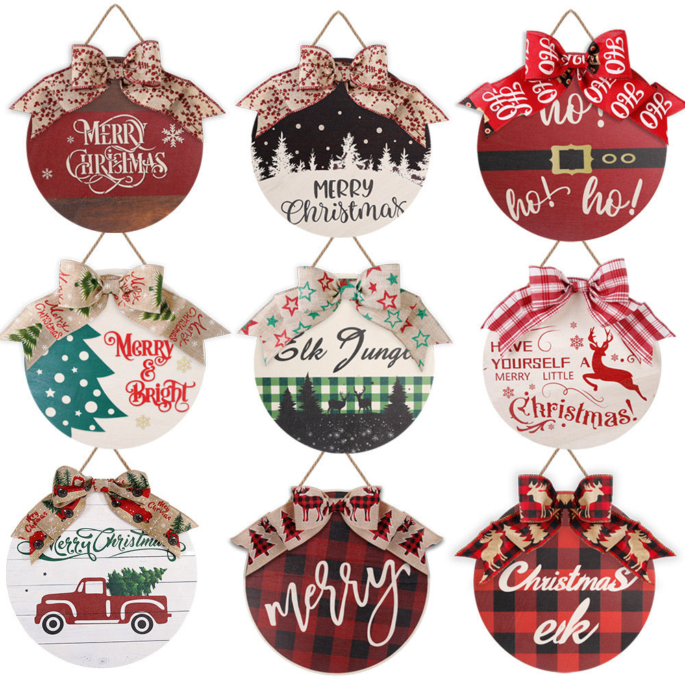 Wooden Christmas Door Hanging Ornament, Rustic Decor
