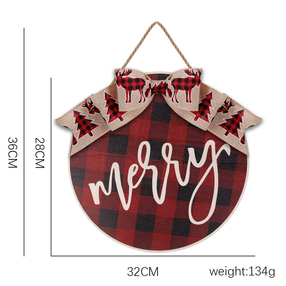 Wooden Christmas Door Hanging Ornament, Rustic Decor