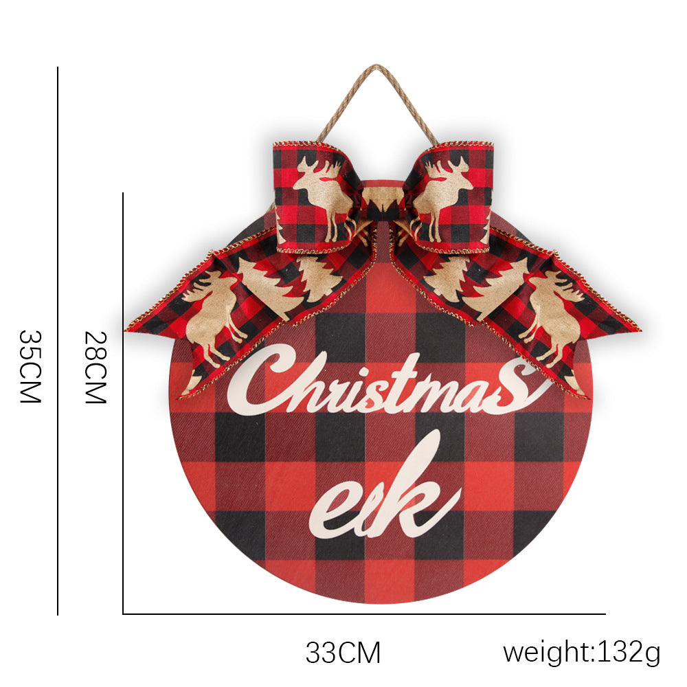 Wooden Christmas Door Hanging Ornament, Rustic Decor
