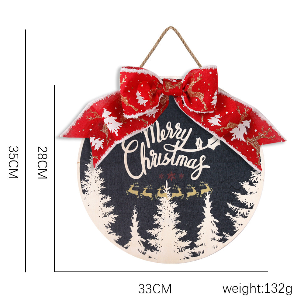 Wooden Christmas Door Hanging Ornament, Rustic Decor