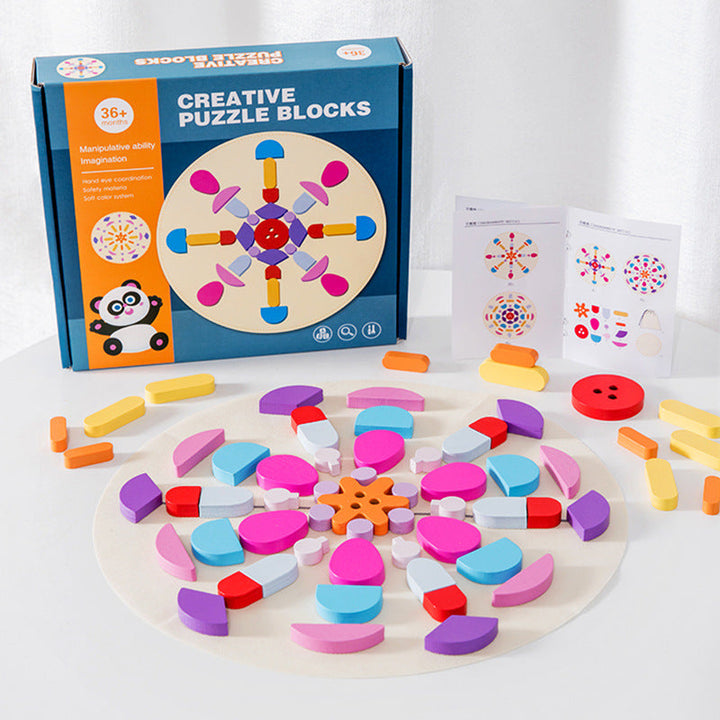 Wooden Puzzle Blocks for Creative Pattern Building
