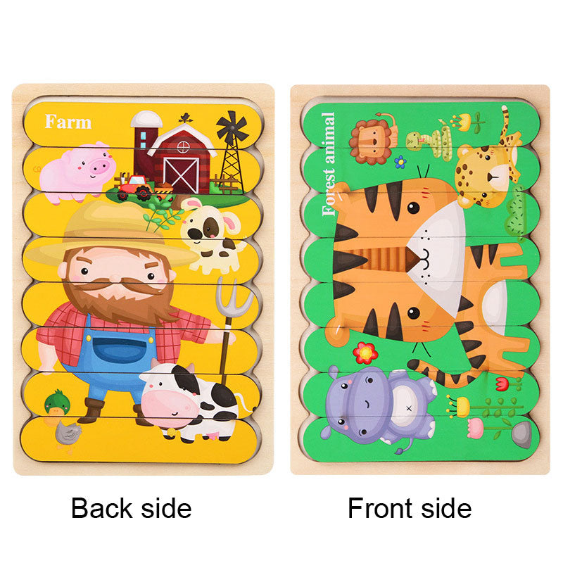 Wooden Strip Puzzle Toy for Screen-Free Learning Play