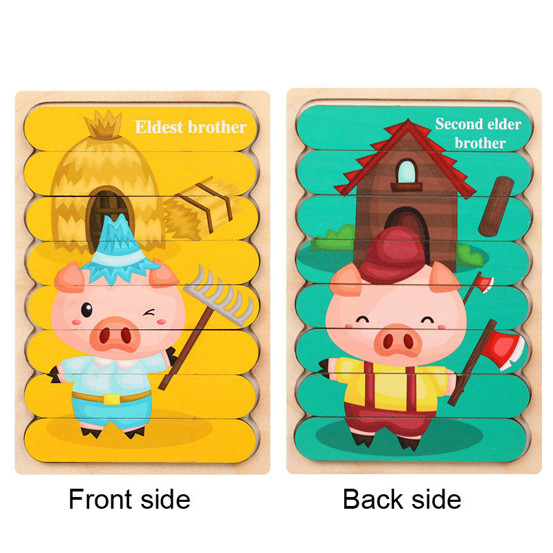 Wooden Strip Puzzle Toy for Screen-Free Learning Play