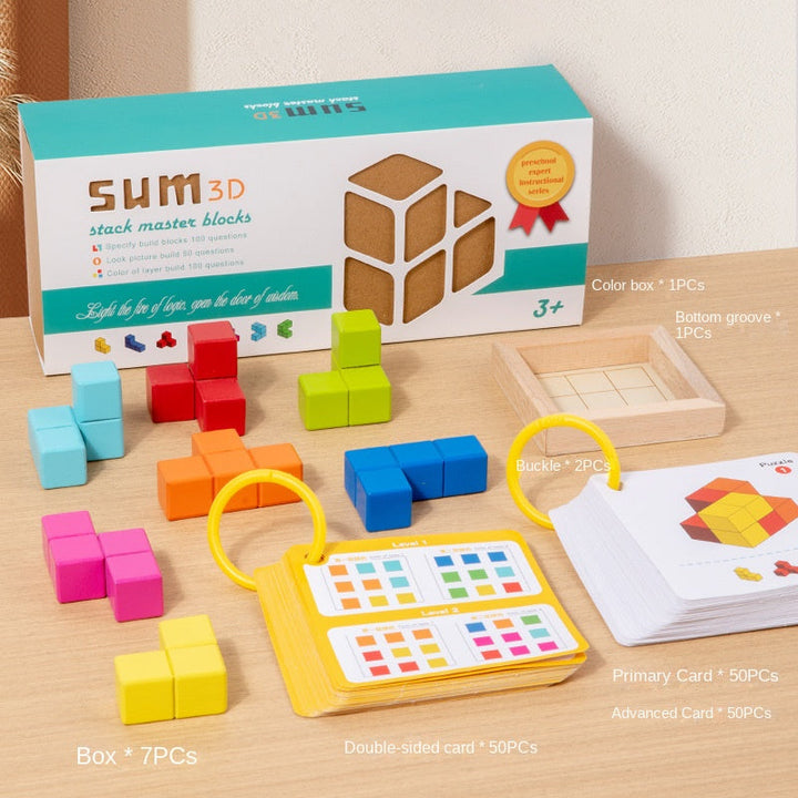 Wooden Puzzle Blocks for Spatial Skills, Focus & Play