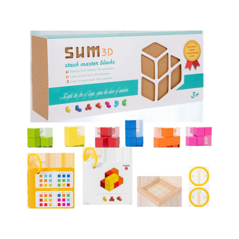 Wooden Puzzle Blocks for Spatial Skills, Focus & Play