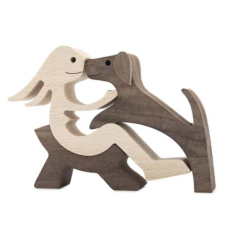 Wooden Dog And Person Ornament | Meaningful Decor
