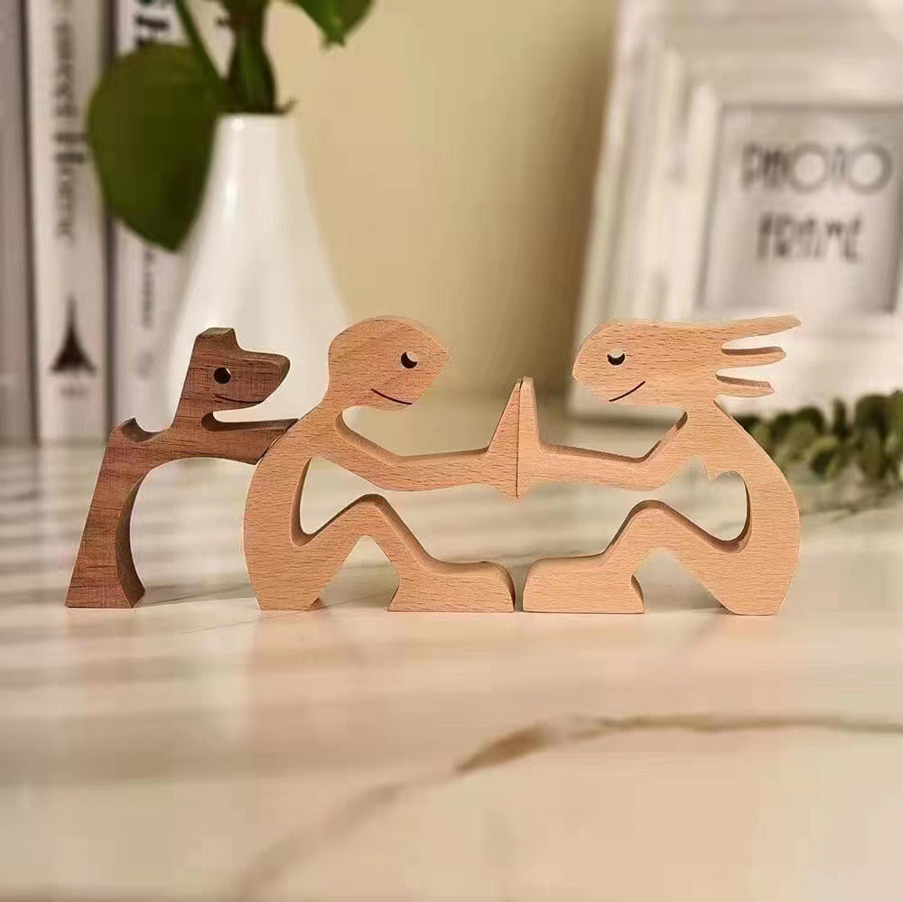 Wooden Dog And Person Ornament | Meaningful Decor