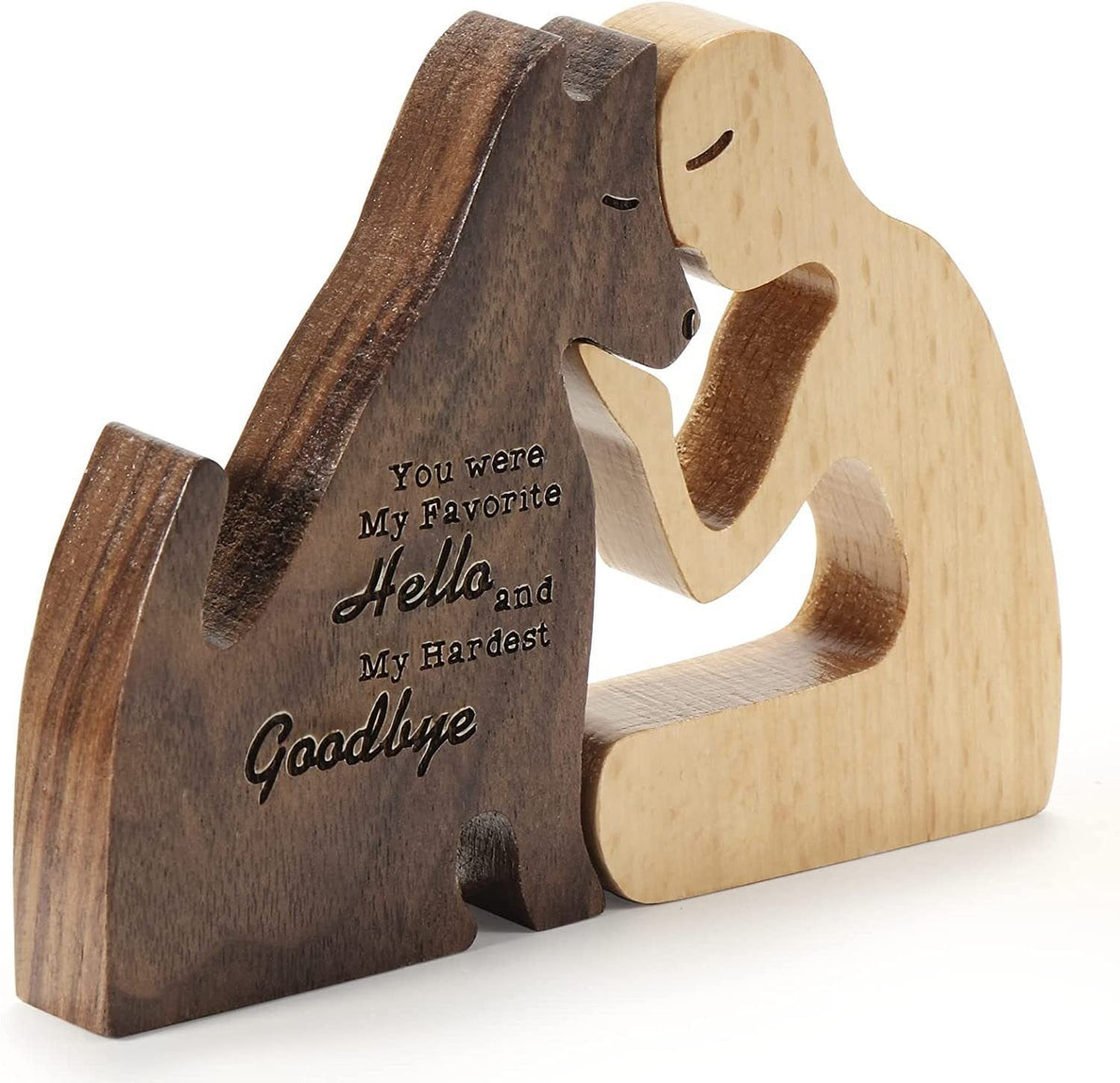 Wooden Dog And Person Ornament | Meaningful Decor