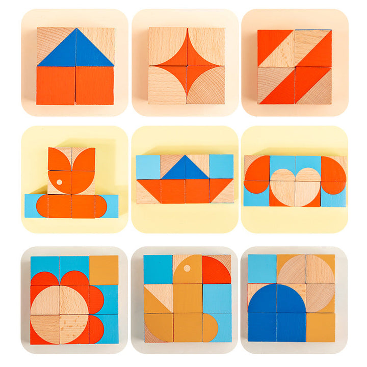 3D Wooden Puzzle Blocks for Creative Spatial Thinking