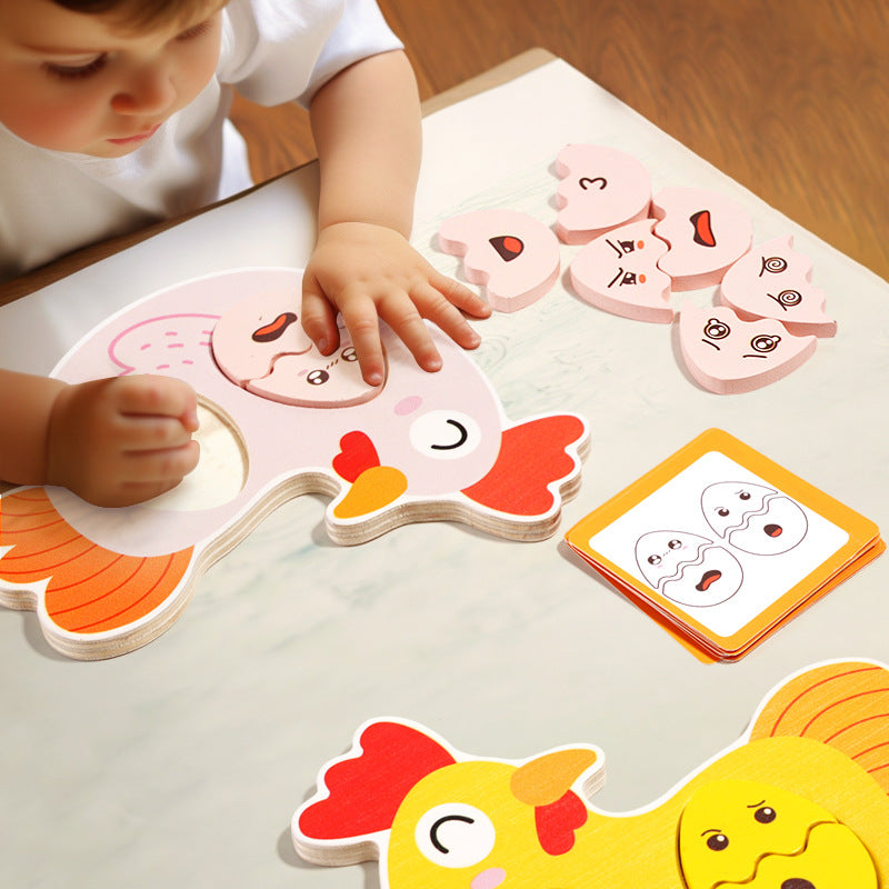 Wooden Emotion Matching Game for Focus, Logic & Feelings