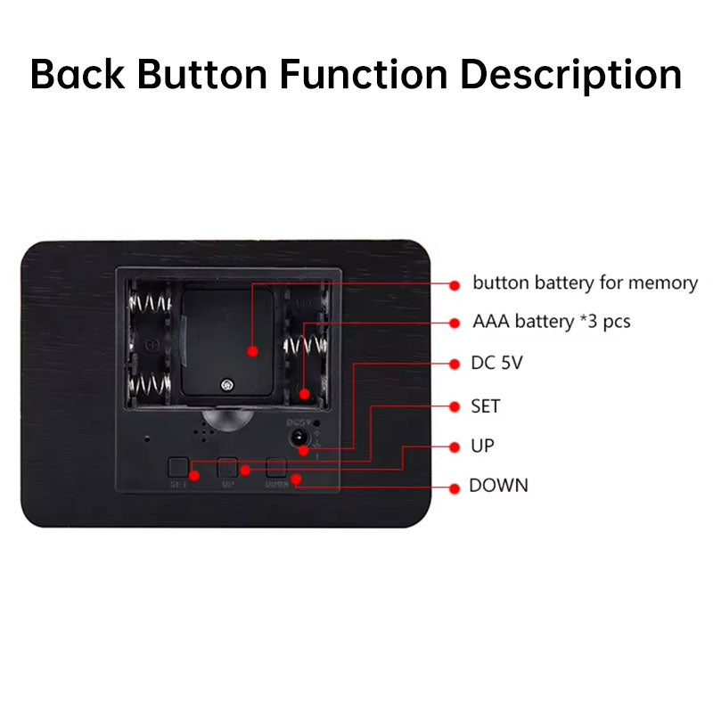 Wooden Digital Alarm Clock with Voice Control & LED Display