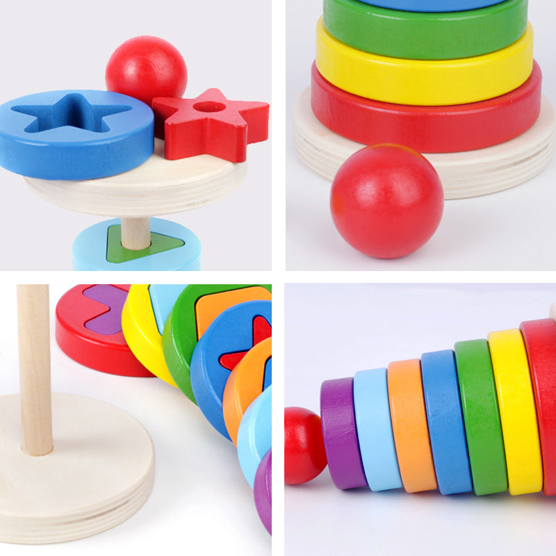 Wooden Stacking Toy for Fine Motor Skills & Learning