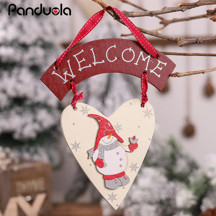 Wooden Snowman Welcome Sign for Christmas Entryway