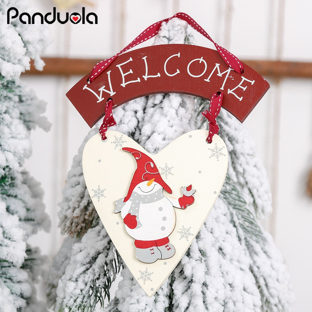 Wooden Snowman Welcome Sign for Christmas Entryway