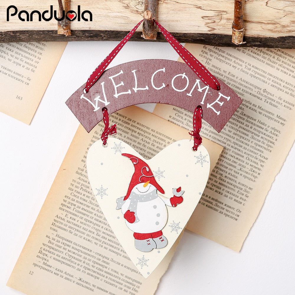 Wooden Snowman Welcome Sign for Christmas Entryway