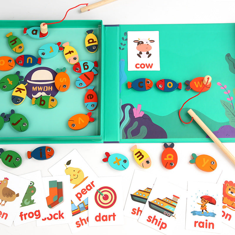 Wooden Magnetic Fishing Game for Early Word Learning
