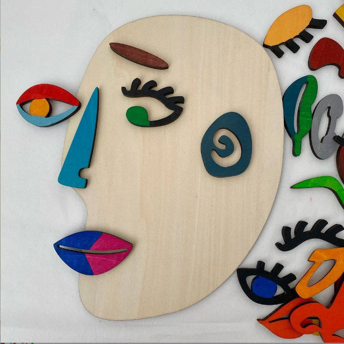 Wooden Montessori Puzzles for Creative Fine-Motor Play