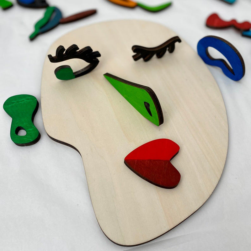 Wooden Montessori Puzzles for Creative Fine-Motor Play