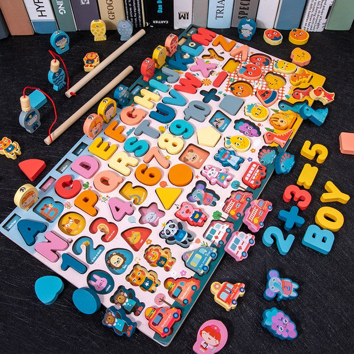 Wooden Magnetic Fishing Puzzle Board for Early Learning