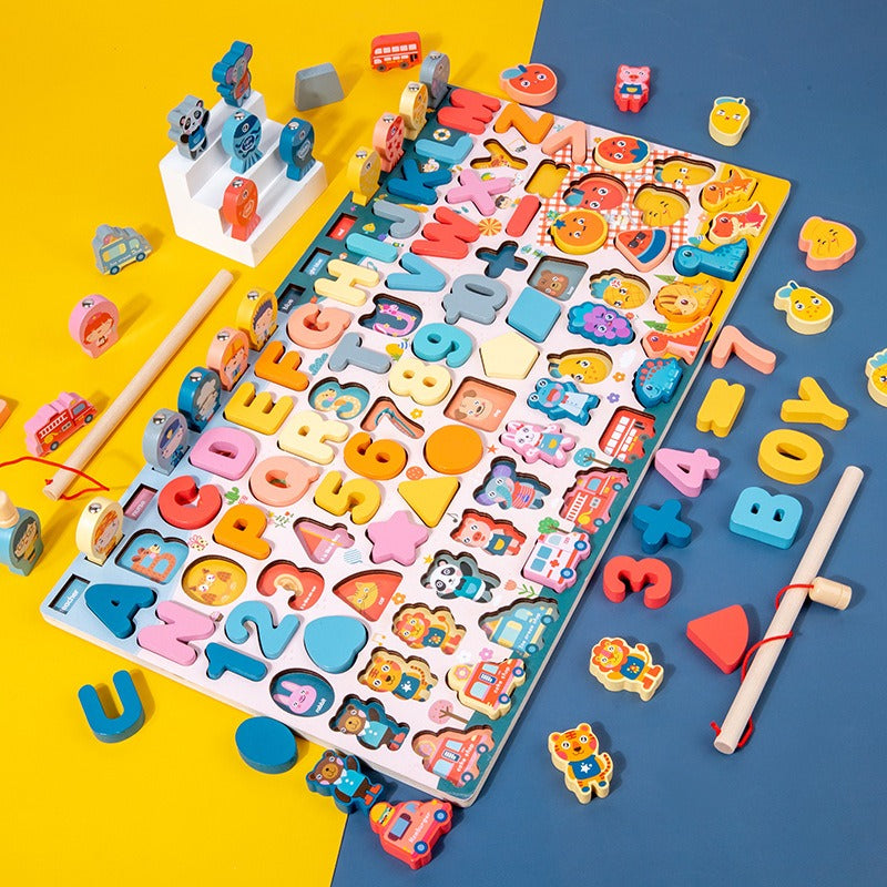 Wooden Magnetic Fishing Puzzle Board for Early Learning