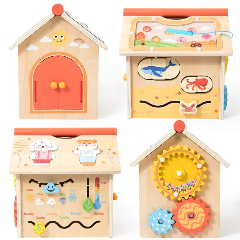 Wooden Activity House Toy for Hands-On Early Learning